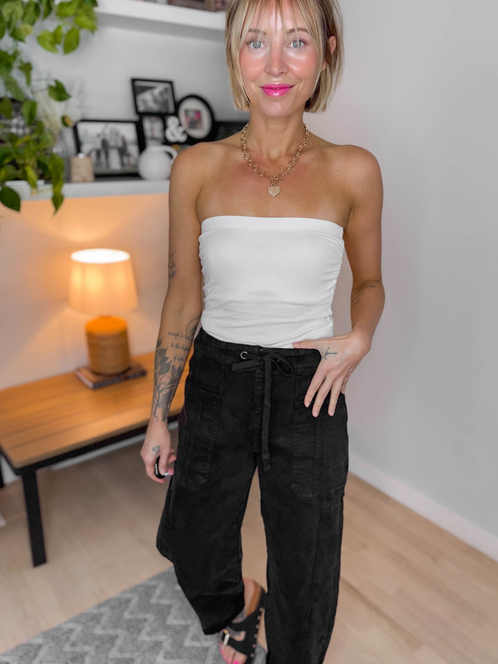 Lyla Cotton Tube Built-In Bra Top- WHITE