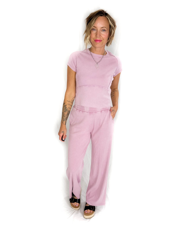 MONO B Brianne Lux Waffle Set- PURPLE MIST-FINAL SALE