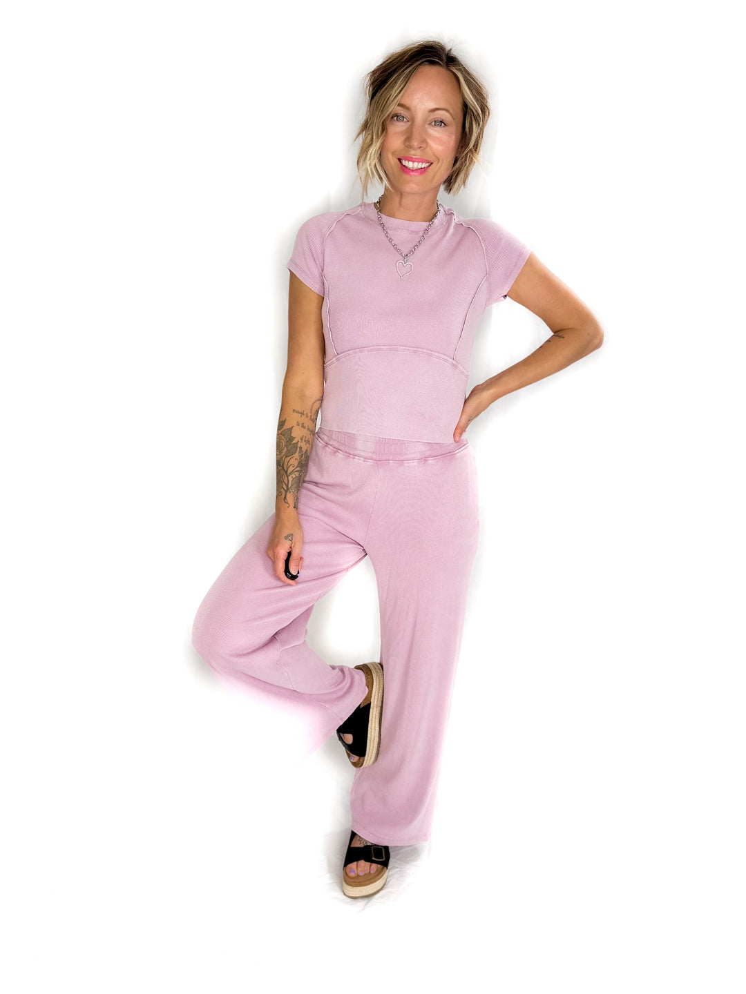 MONO B Brianne Lux Waffle Set- PURPLE MIST-FINAL SALE
