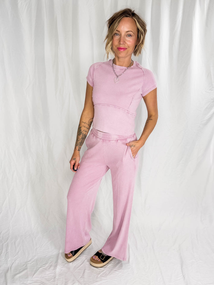 MONO B Brianne Lux Waffle Set- PURPLE MIST-FINAL SALE