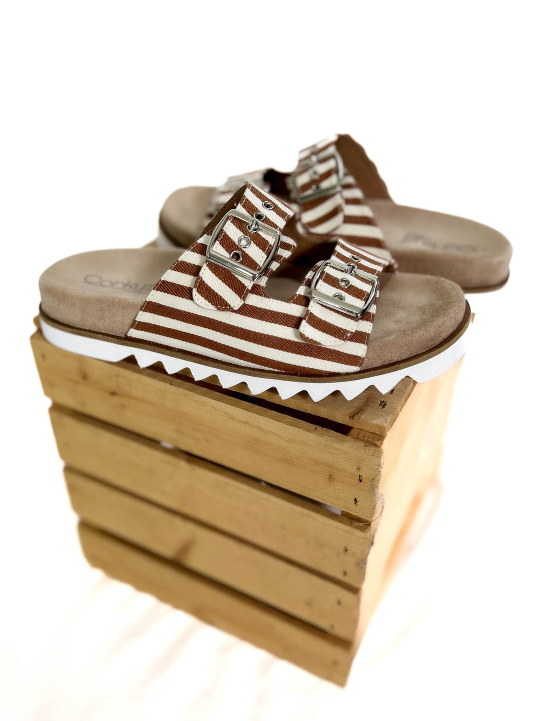 CORKYS Dash Sandal- TAN STRIPE-FINAL SALE