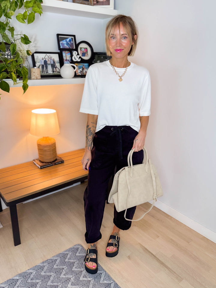 VERO MODA Silvie Knit Short Sleeve- SNOW WHITE