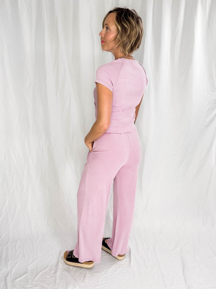 MONO B Brianne Lux Waffle Set- PURPLE MIST-FINAL SALE