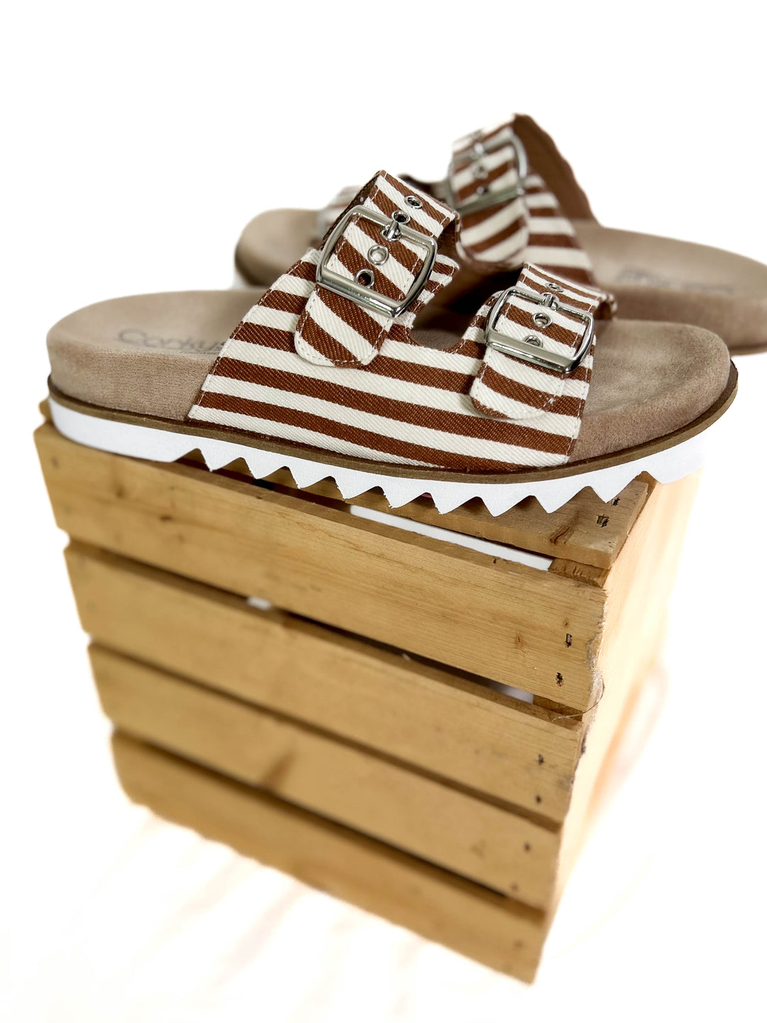 CORKYS Dash Sandal- TAN STRIPE-FINAL SALE