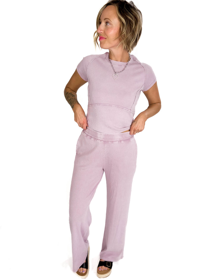 MONO B Brianne Lux Waffle Set- PURPLE MIST-FINAL SALE