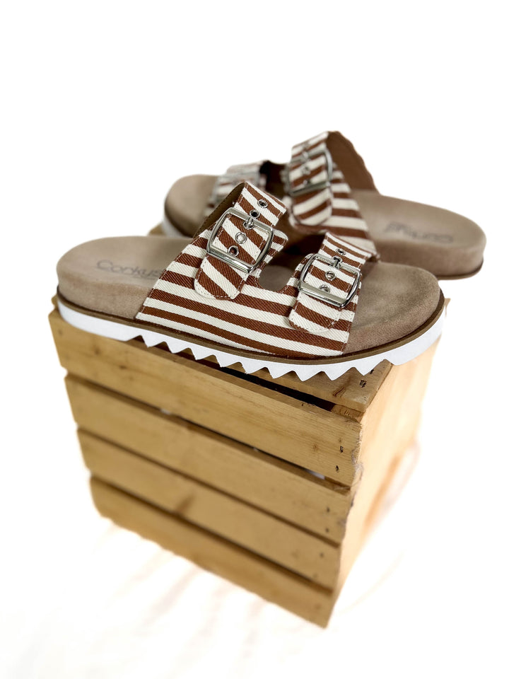 CORKYS Dash Sandal- TAN STRIPE-FINAL SALE