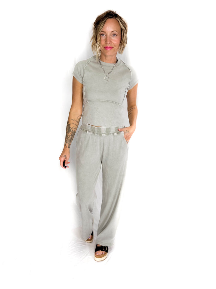 MONO B Brianne Lux Waffle Set- SHADOW SAGE-FINAL SALE