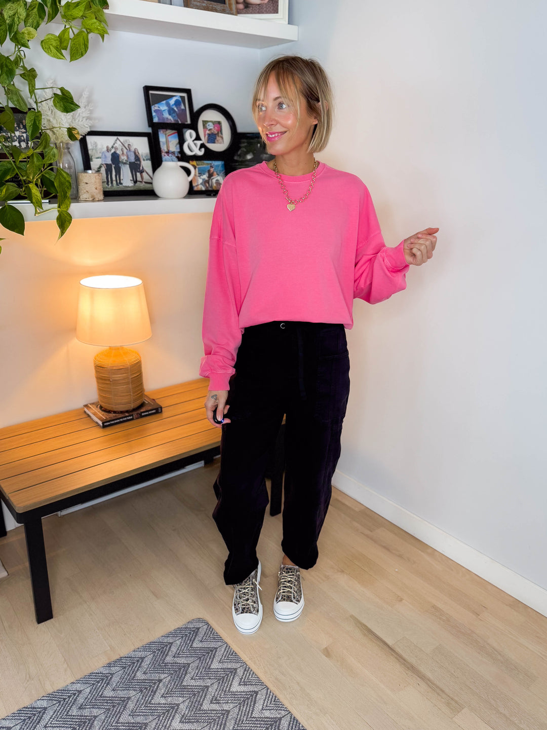 Madison Washed Cotton Pullover- TAFFY PINK