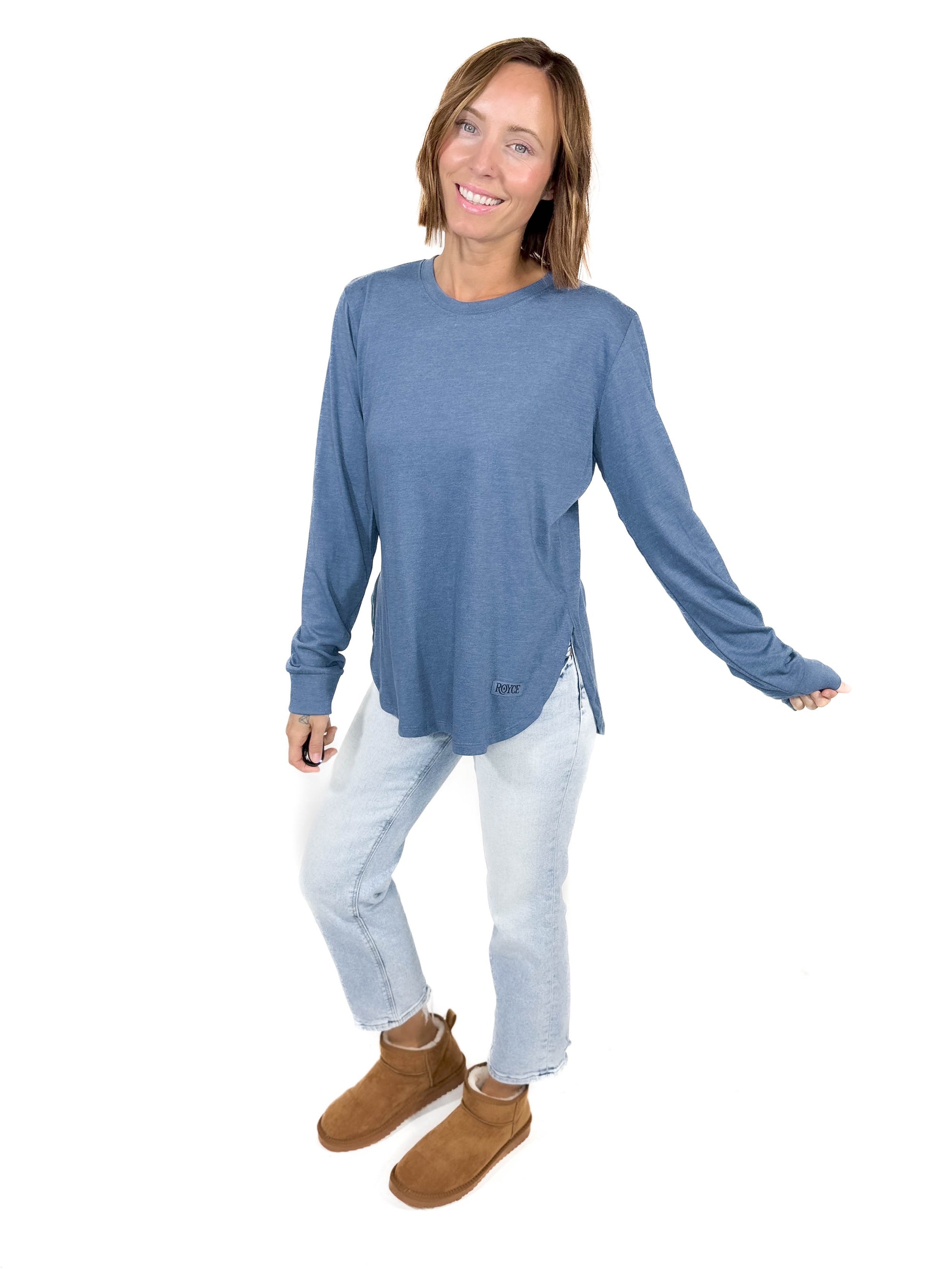 Norman Crewneck Long Sleeve- BLUE STONE