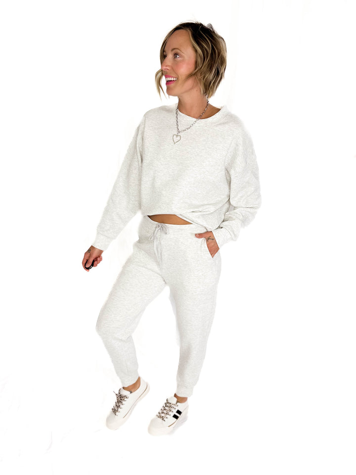 Nevaro Scuba Jogger Set- LIGHT HTHR GREY-FINAL SALE