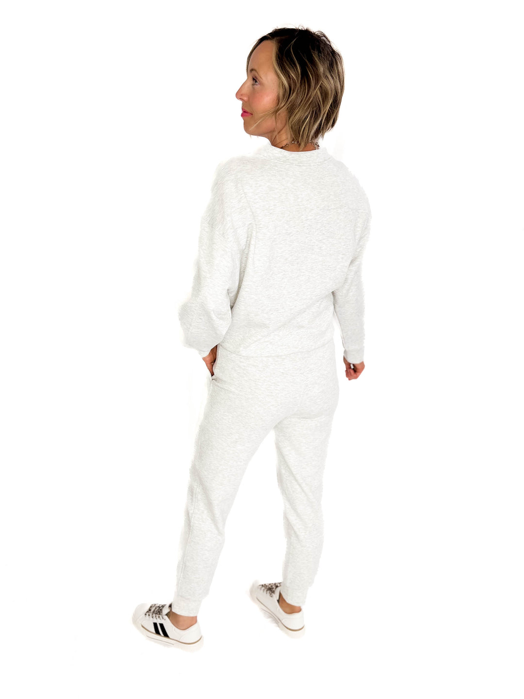 Nevaro Scuba Jogger Set- LIGHT HTHR GREY-FINAL SALE