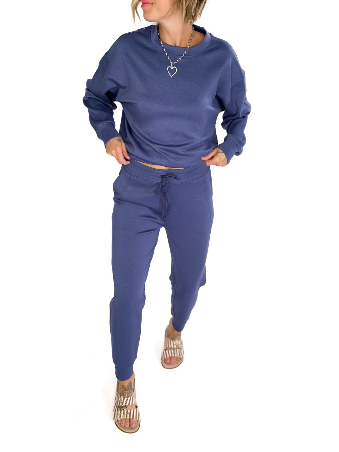 Nevaro Scuba Jogger Set- BLUE INDIGO-FINAL SALE