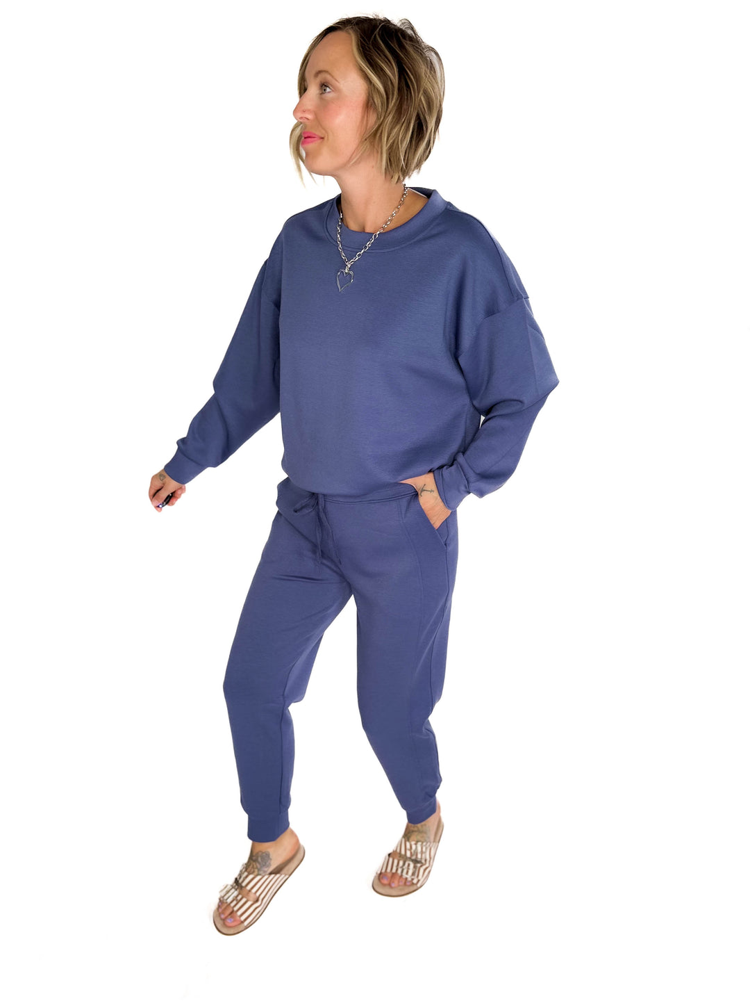 Nevaro Scuba Jogger Set- BLUE INDIGO-FINAL SALE