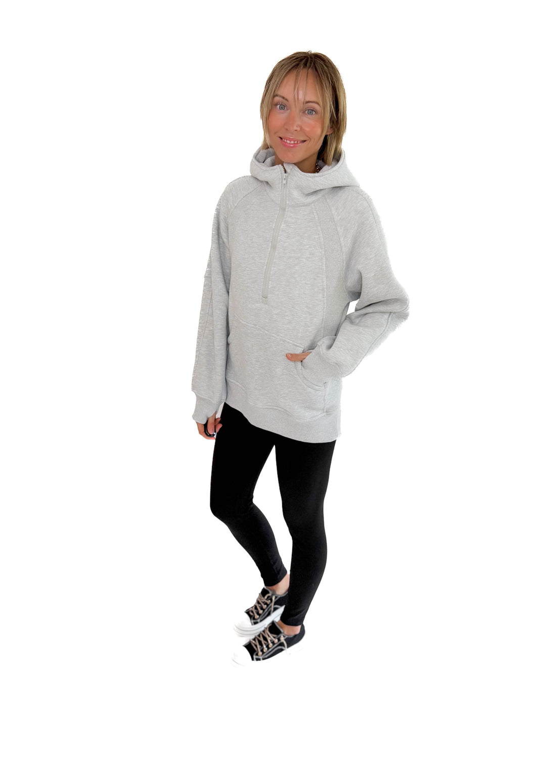 Hunter Hooded Pullover- HEATHER GREY