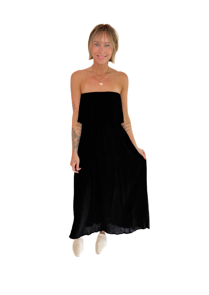 Serena Tiered Maxi Dress- BLACK