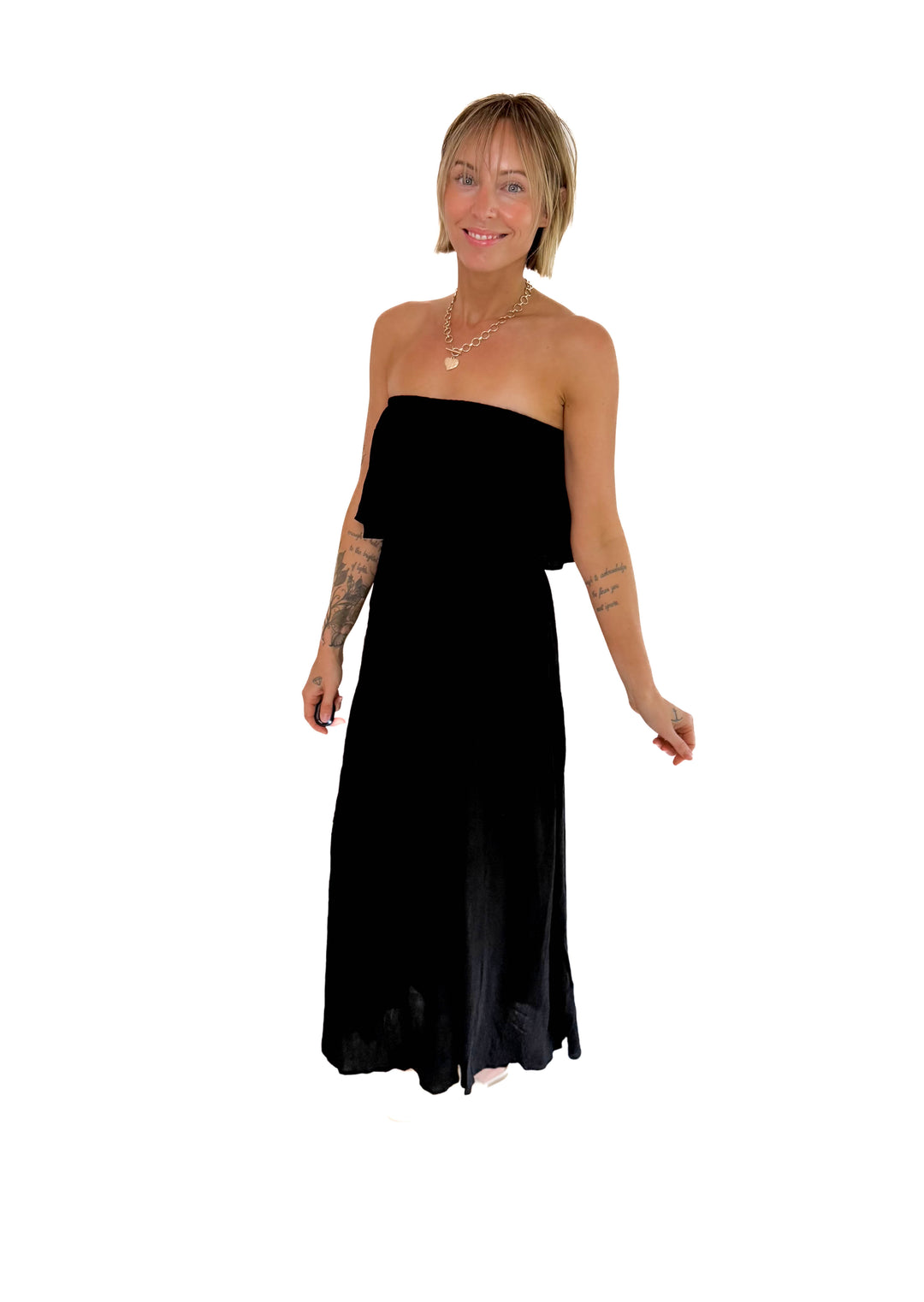 Serena Tiered Maxi Dress- BLACK