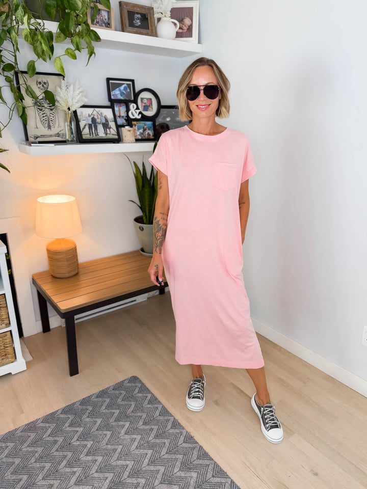 Northstar Washed Cotton Midi Dress- PINK