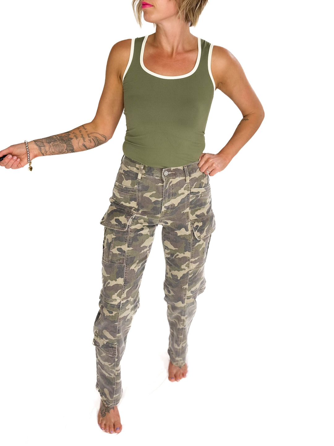 HIDDEN Tracey Cargo Straight Leg Jean- CAMO