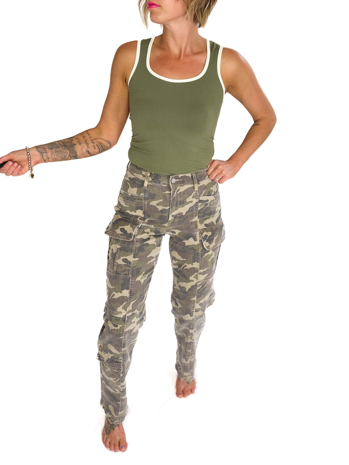 HIDDEN Tracey Cargo Straight Leg Jean- CAMO