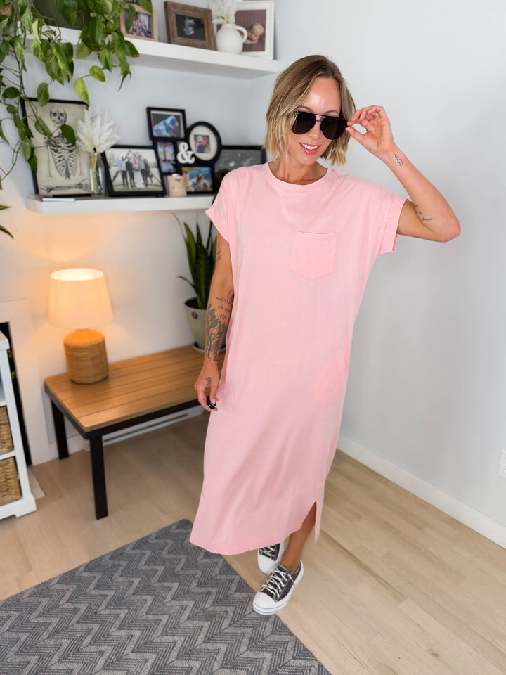 Northstar Washed Cotton Midi Dress- PINK