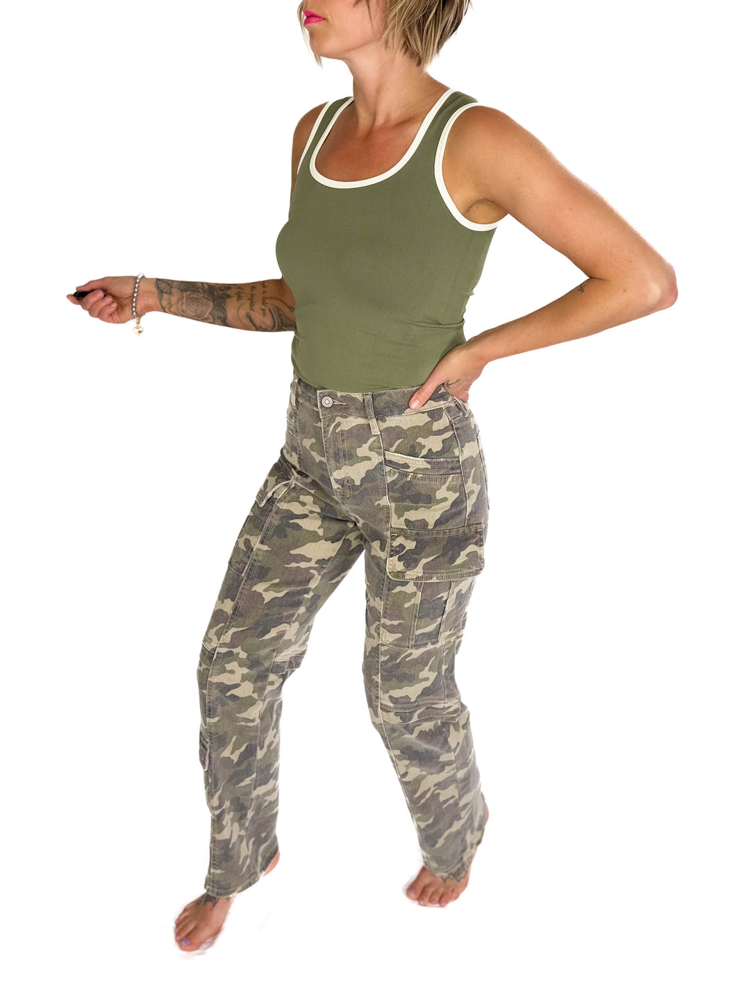 HIDDEN Tracey Cargo Straight Leg Jean- CAMO