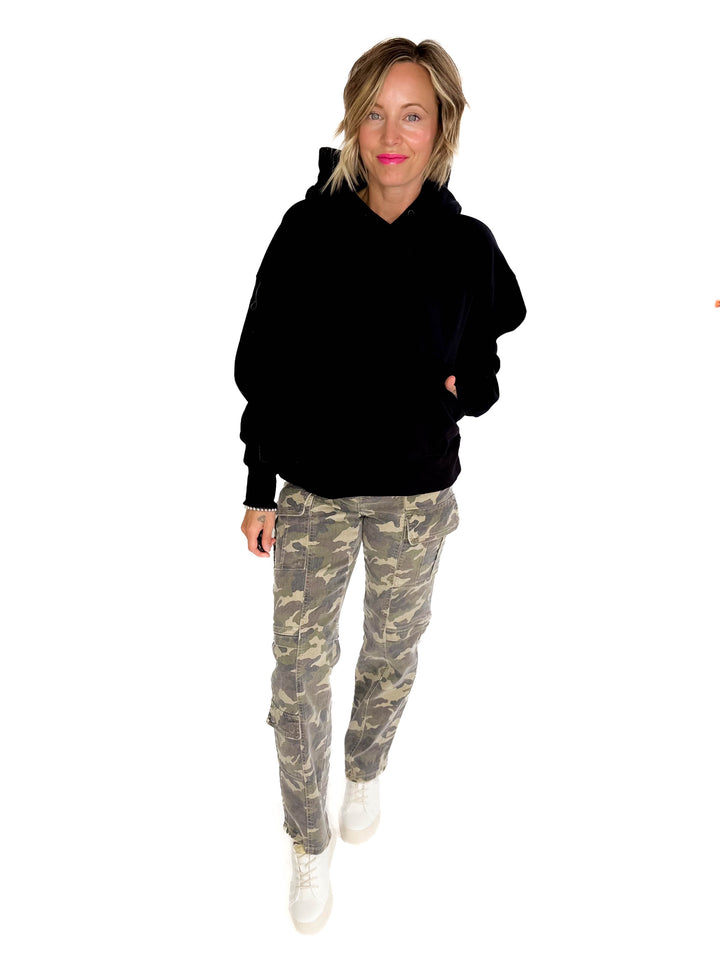 T+G Essential Oversized Fleece Hoodie- BLACK-FINAL SALE