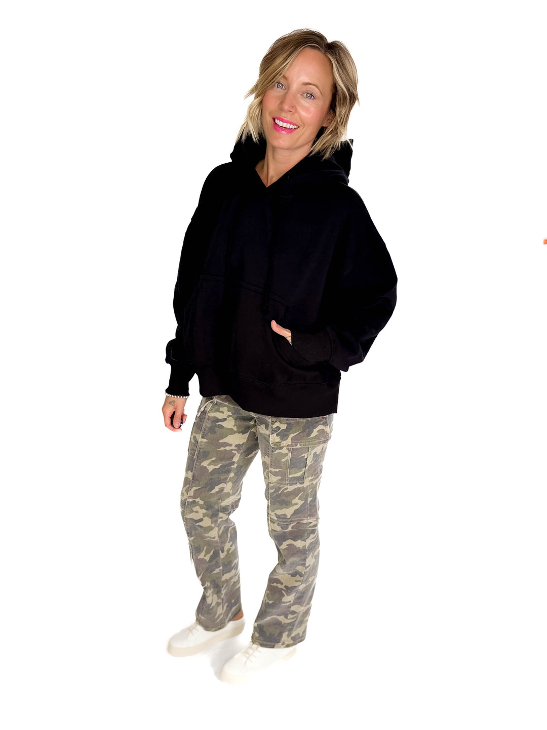 T+G Essential Oversized Fleece Hoodie- BLACK-FINAL SALE