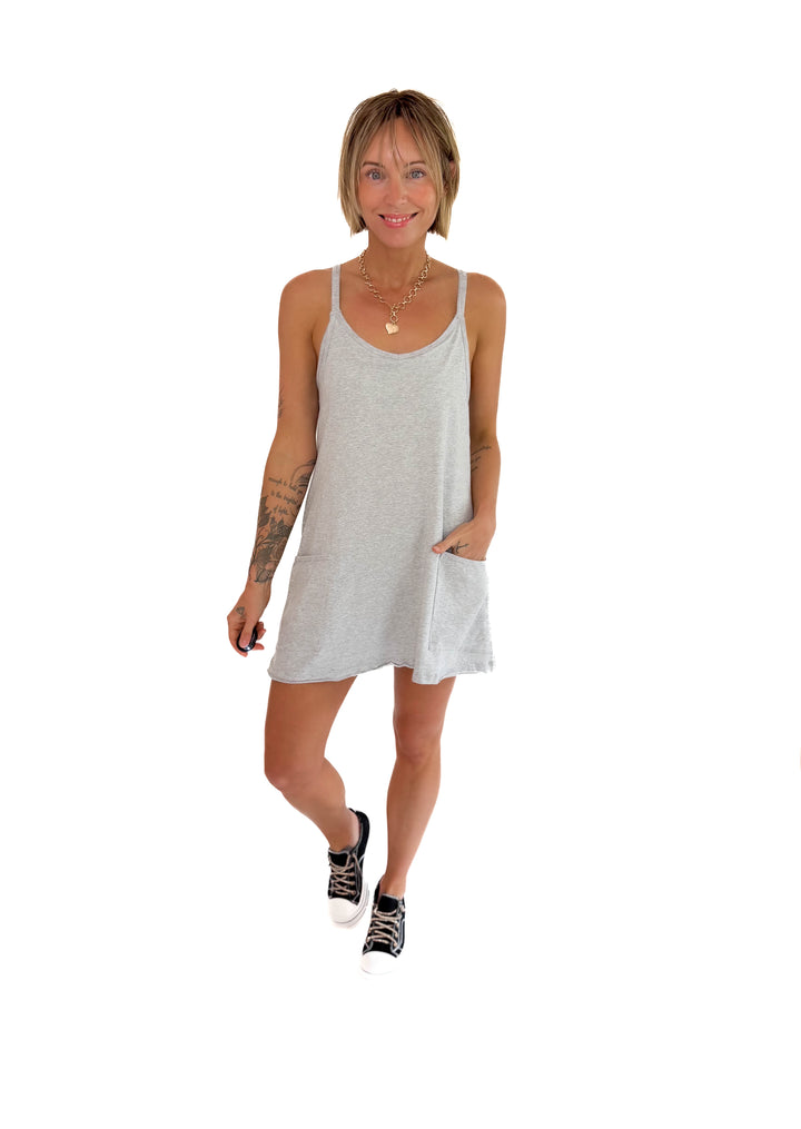 Isla Romper Dress- HEATHER GREY