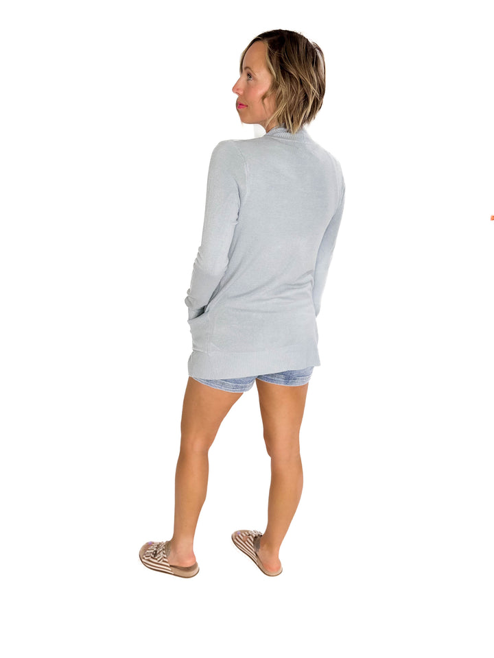 Jolene Knit Open Front Cardigan- DUSTY BLUE