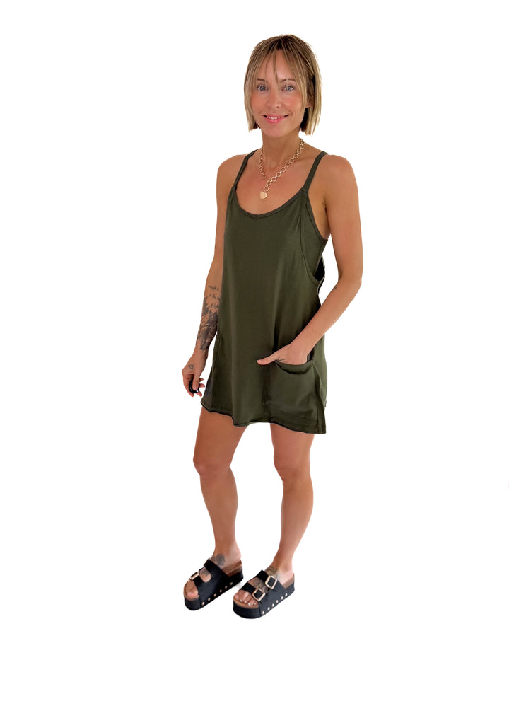 Isla Romper Dress- DARK OLIVE **PRE-ORDER MARCH 1st**