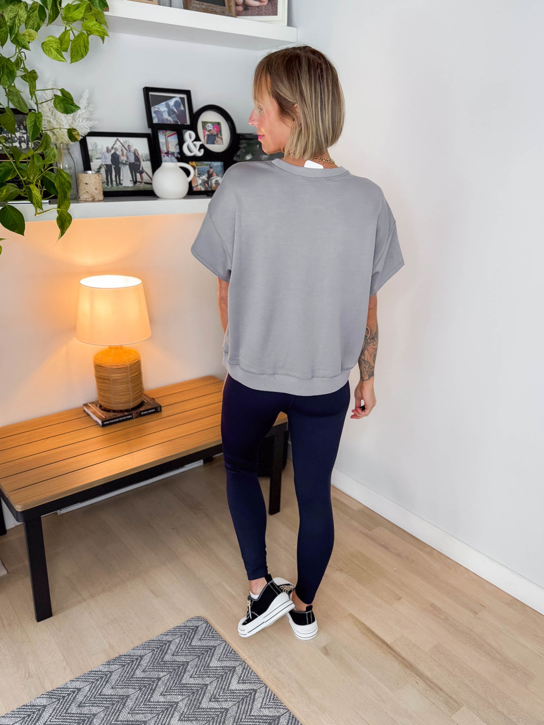 Molly Scuba Pullover Top- CEMENT