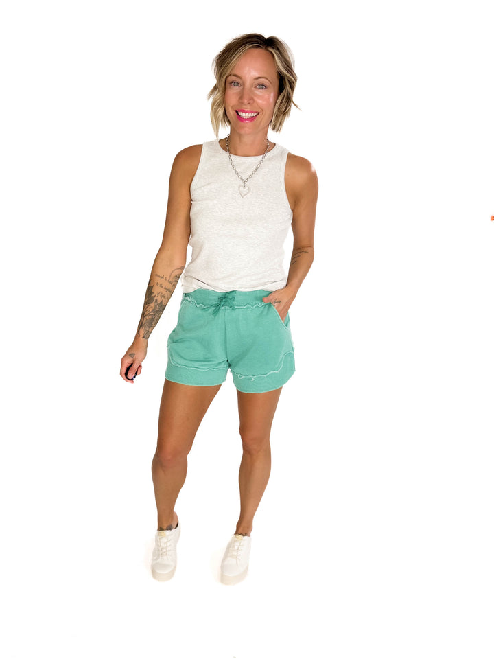 Stevie French Terry Shorts- CARIBBEAN GREEN-FINAL SALE