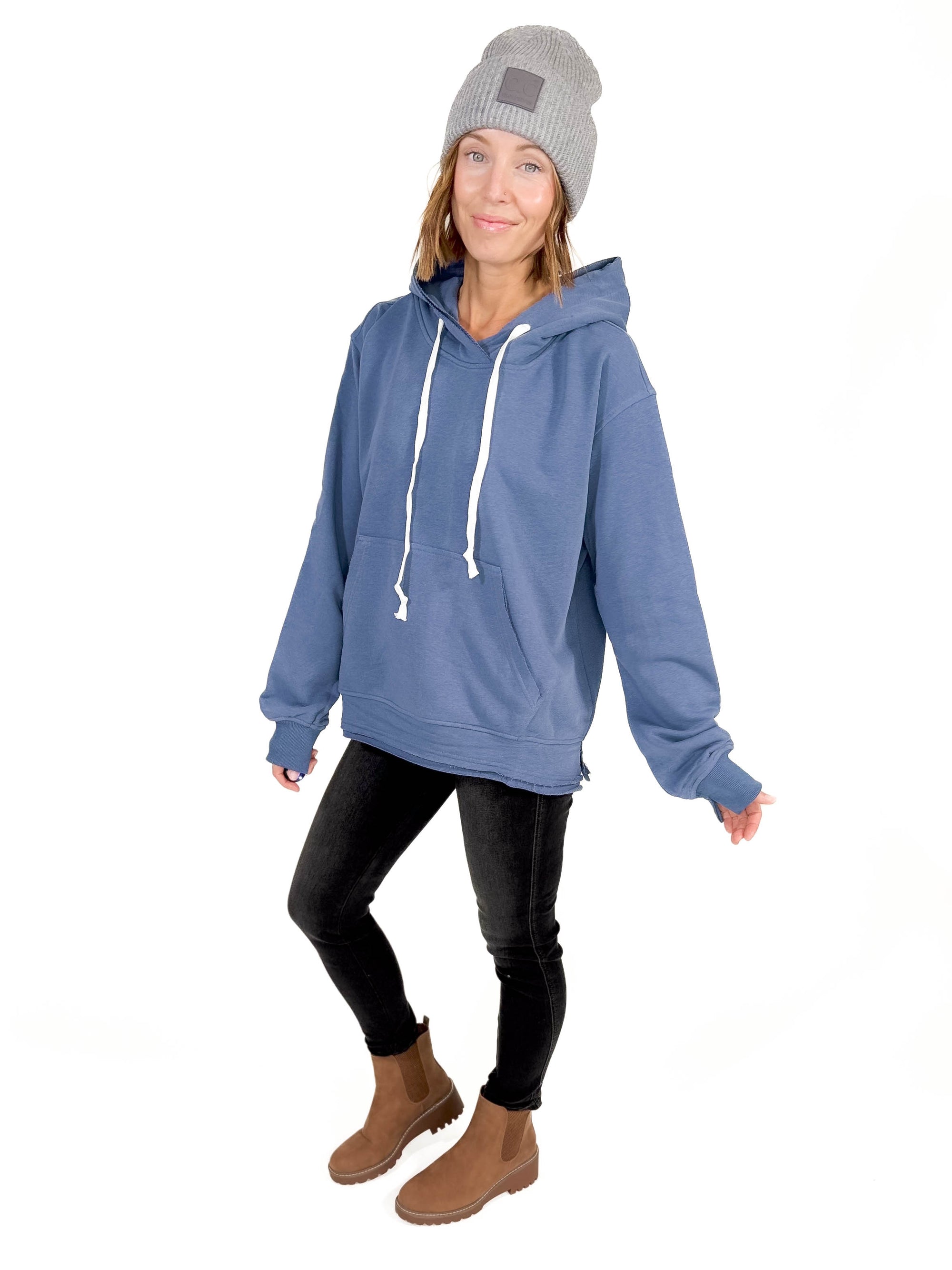 Clara Hooded Sweatshirt- DENIM BLUE