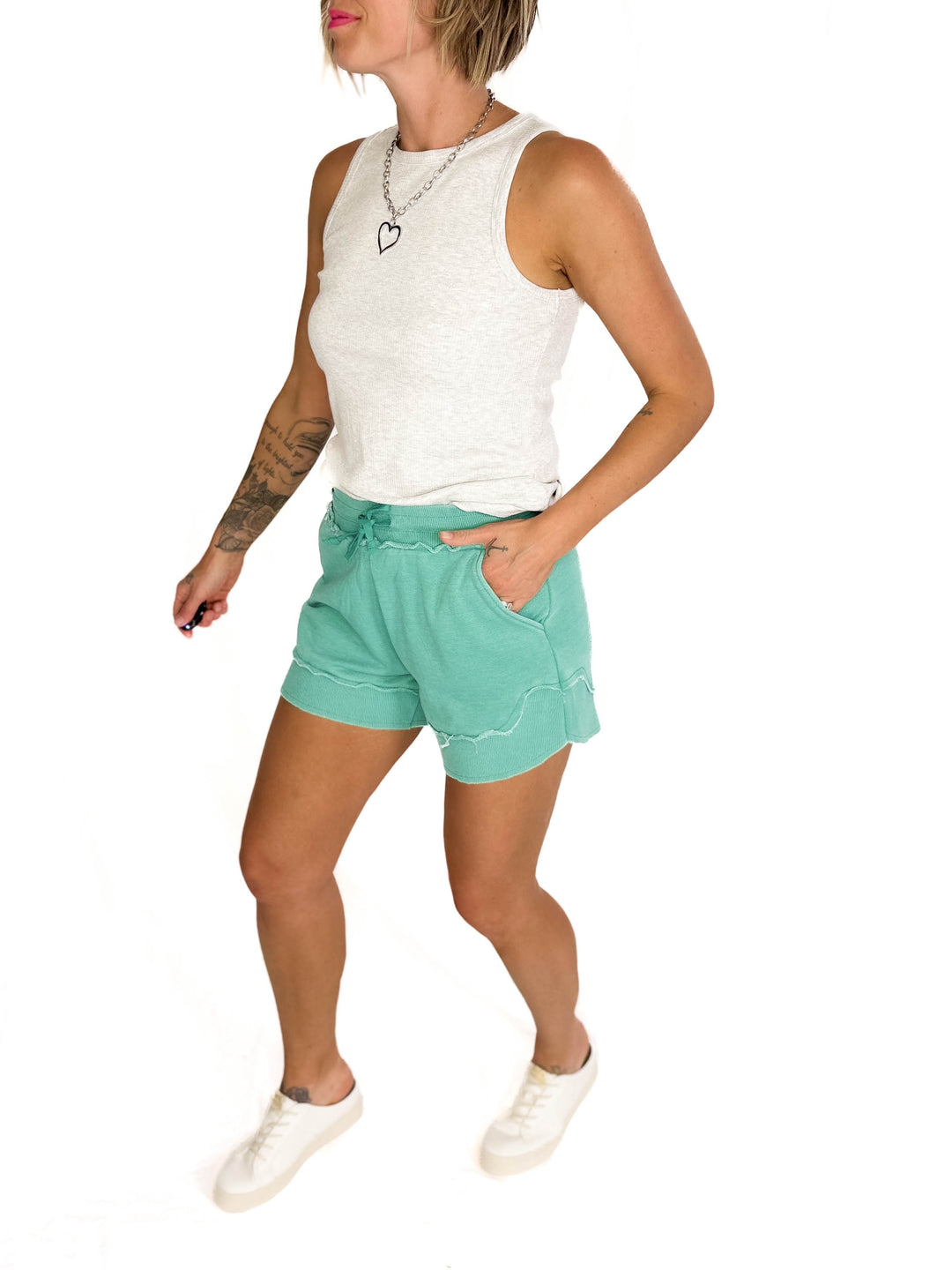 Stevie French Terry Shorts- CARIBBEAN GREEN-FINAL SALE