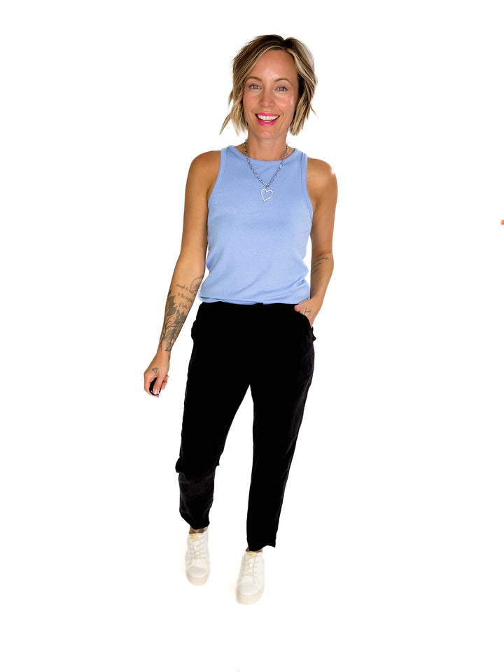 Tara Ribbed Tank- LIGHT BLUE