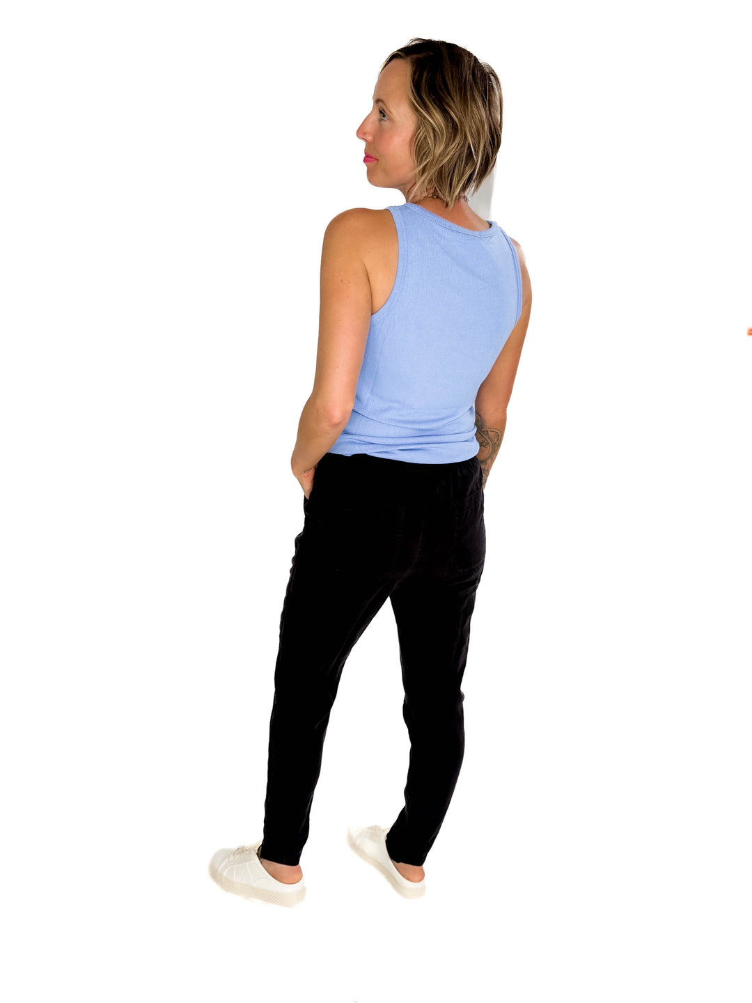 Tara Ribbed Tank- LIGHT BLUE
