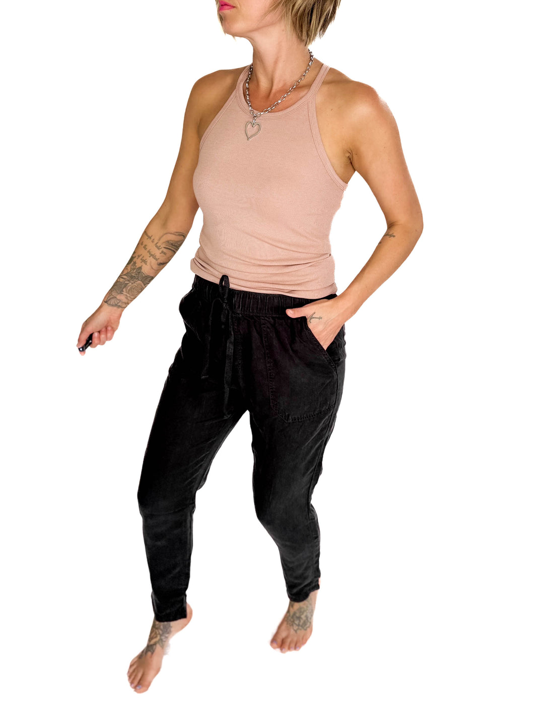 Sabrina Tencel Tapered Pants- VINTAGE BLACK-FINAL SALE