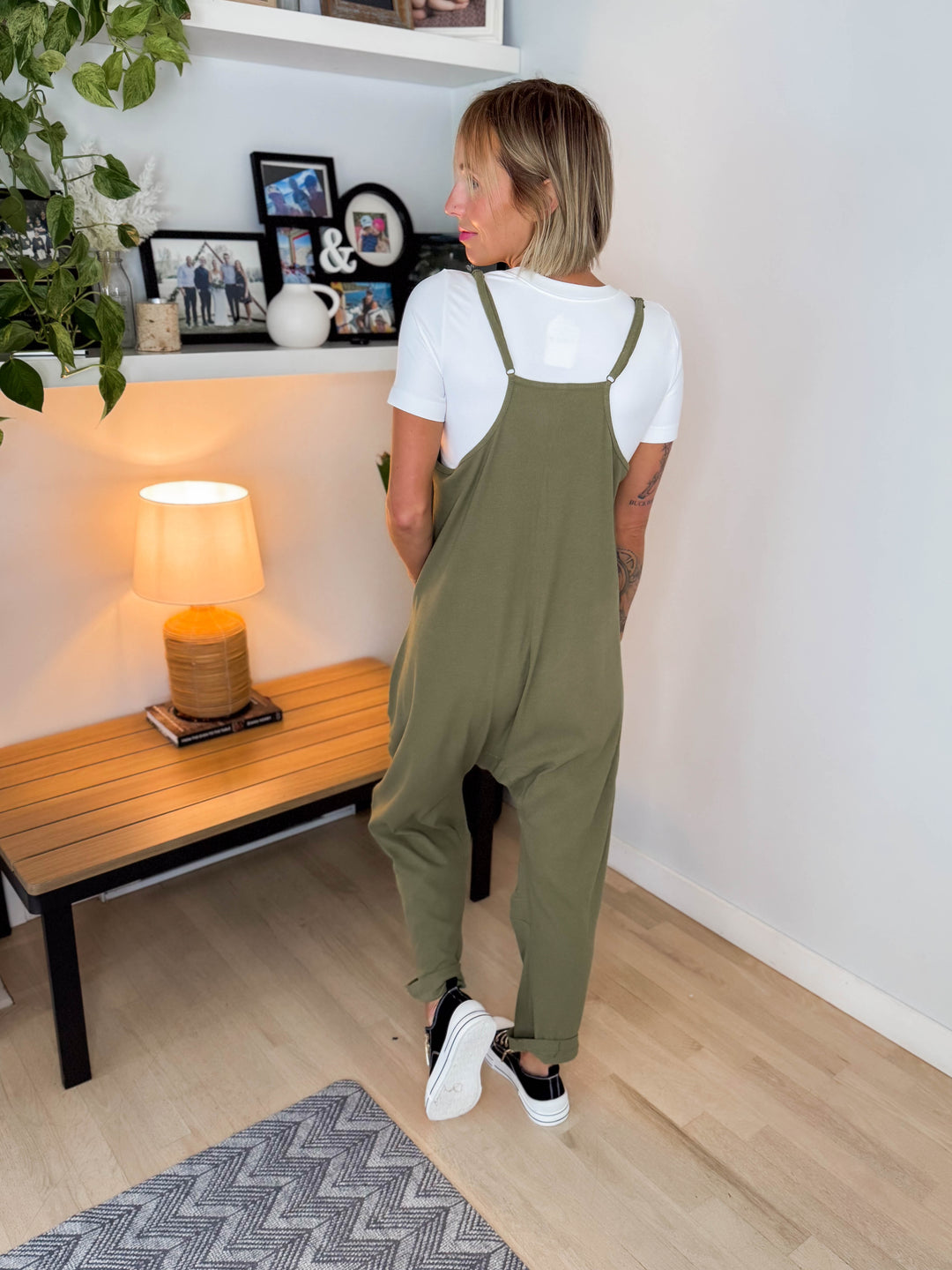 Reece Rib Knit Jumpsuit- OLIVE