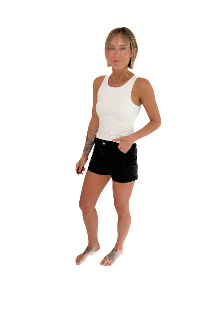 Esme Double Lined Jersey Tank- WHITE