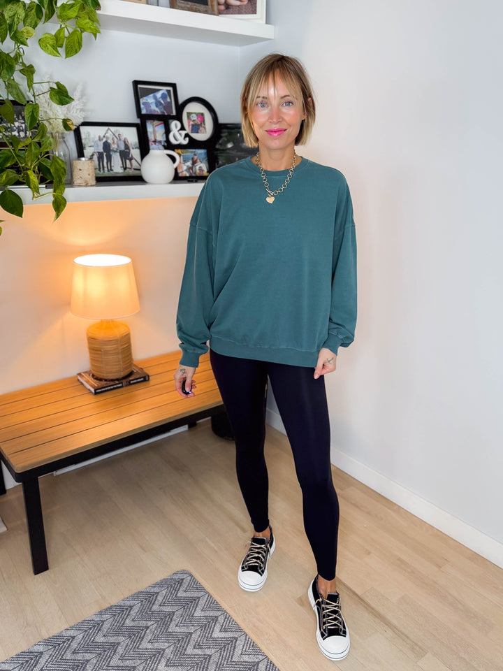 Madison Washed Cotton Pullover- DARK TEAL