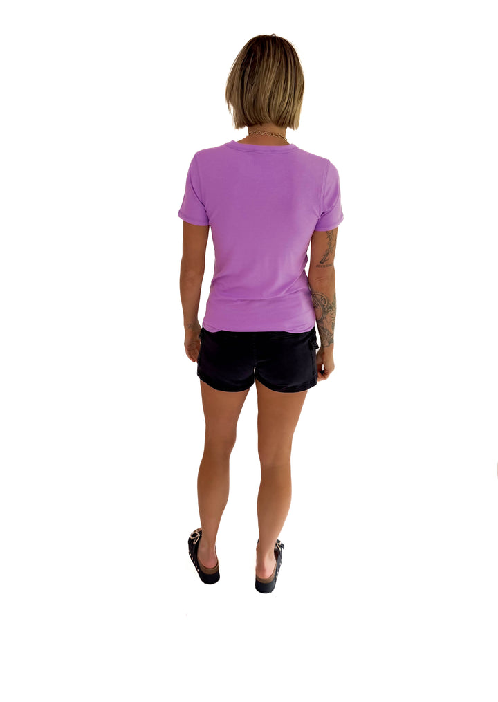 Odette Ribbed Short Sleeve- BRIGHT LAVENDER