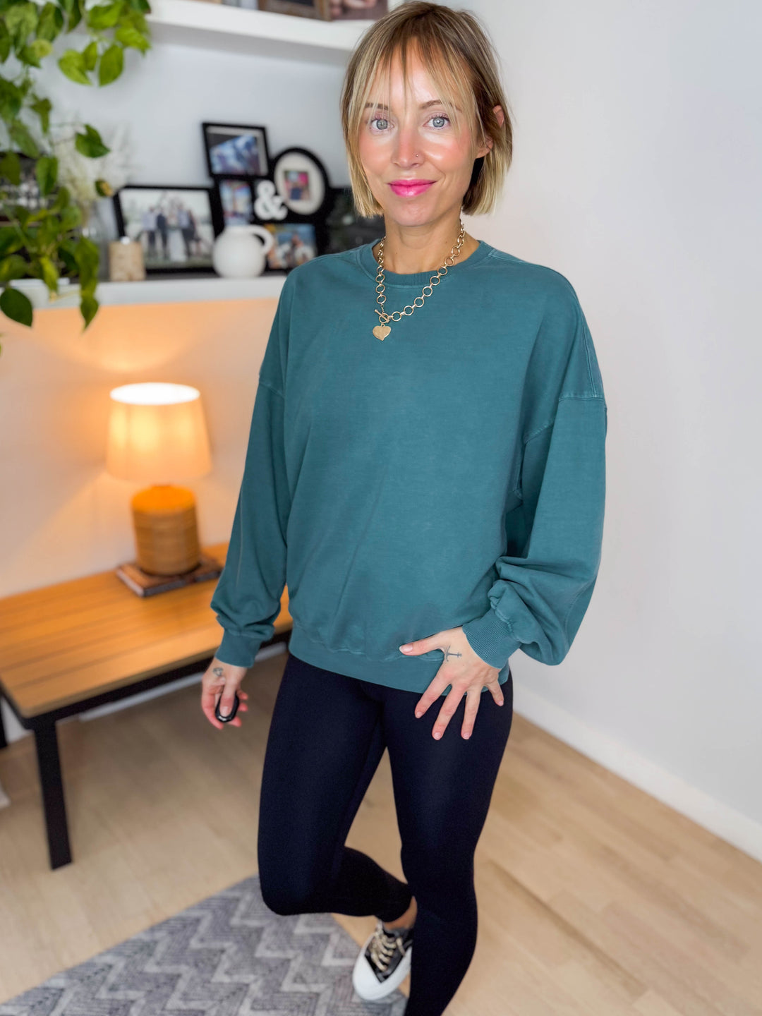 Madison Washed Cotton Pullover- DARK TEAL