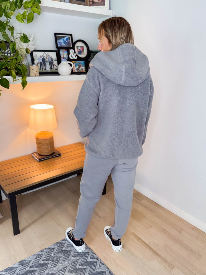 Valerie Sherpa Hooded Jacket- CLOUD