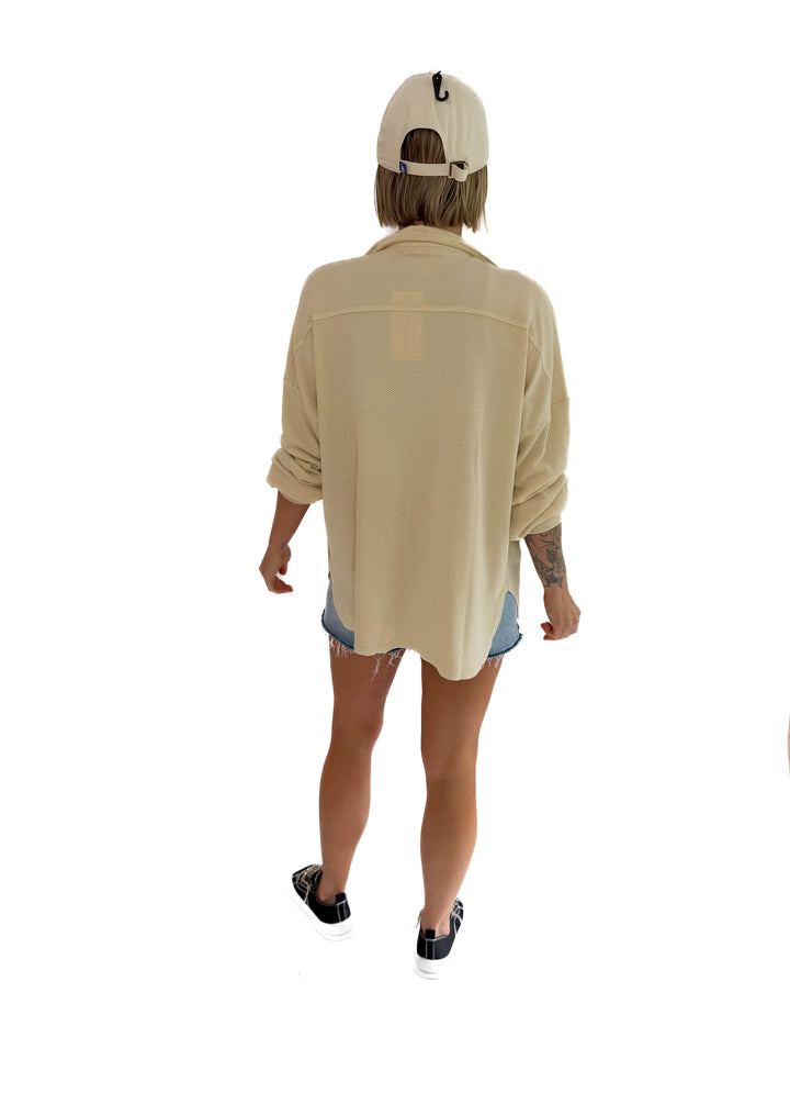 Celly Waffle Shacket- KHAKI