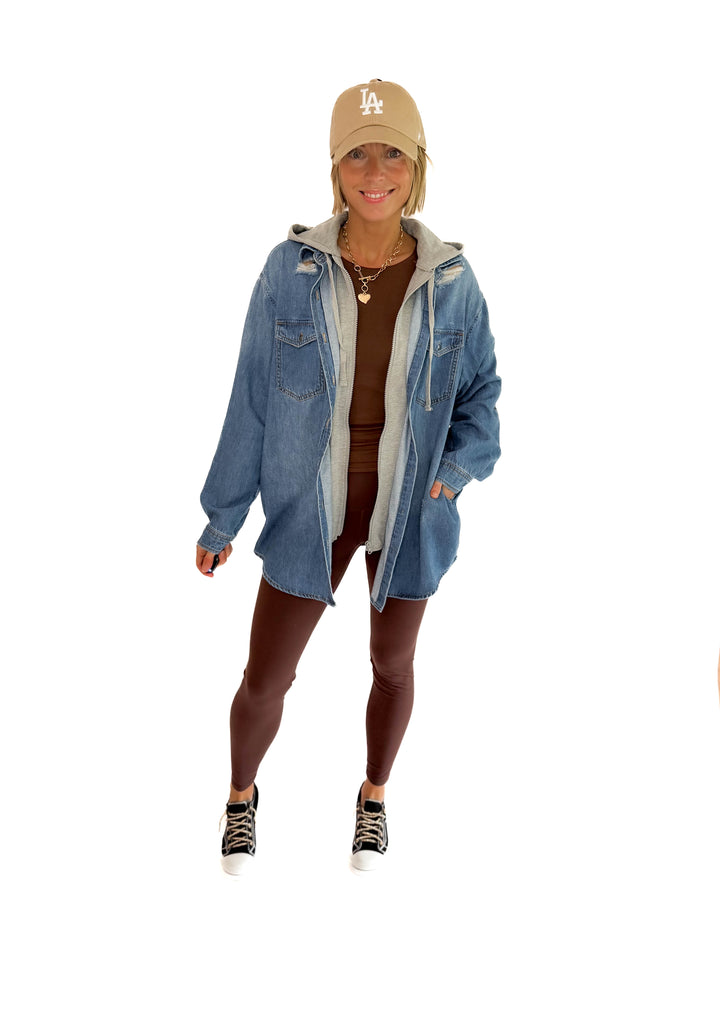 RISEN Girlfriend Hoodie Jean Jacket- MEDIUM WASH **PRE-ORDER MARCH 15th**