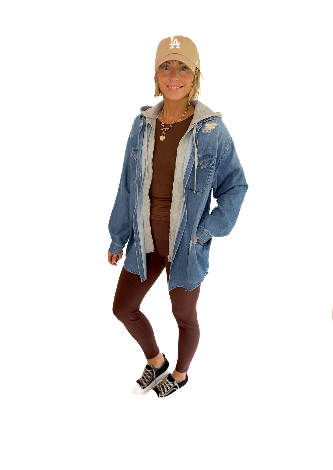 RISEN Girlfriend Hoodie Jean Jacket- MEDIUM WASH **PRE-ORDER MARCH 15th**