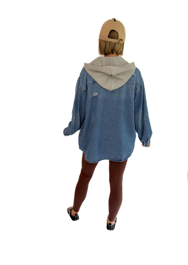 RISEN Girlfriend Hoodie Jean Jacket- MEDIUM WASH **PRE-ORDER MARCH 15th**