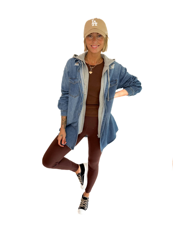 RISEN Girlfriend Hoodie Jean Jacket- MEDIUM WASH **PRE-ORDER MARCH 15th**