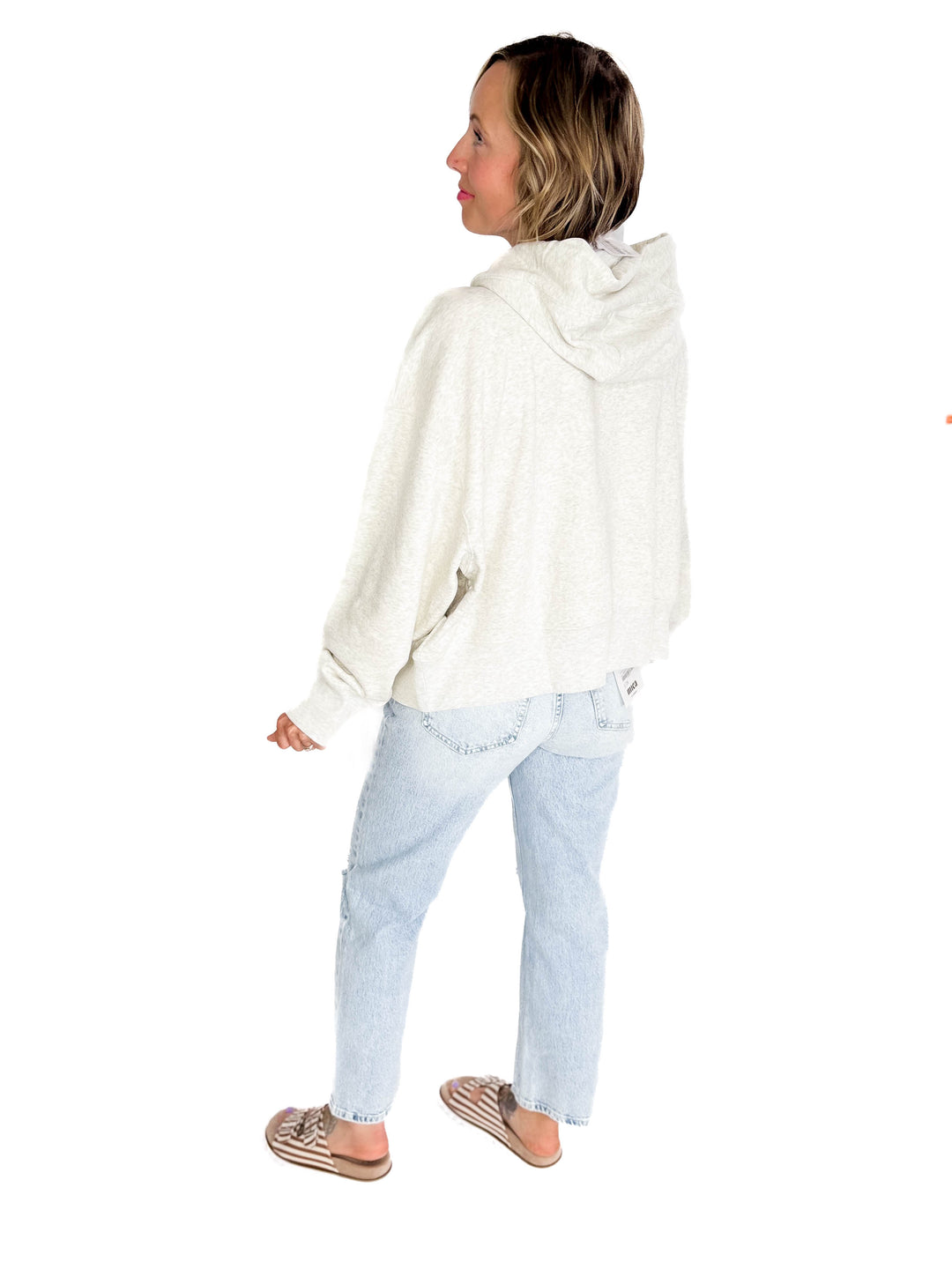 T+G Essential Oversized Fleece Hoodie- HTHR GREY