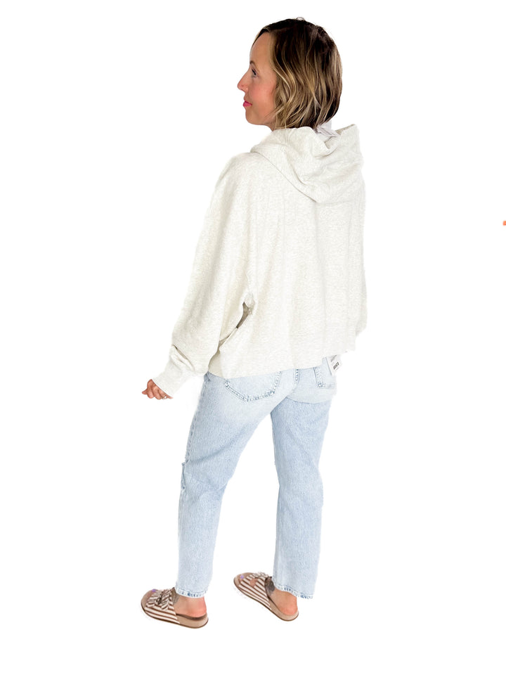 T+G Essential Oversized Fleece Hoodie- HTHR GREY